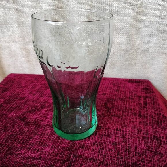 Vintage Coca Cola Green Tinted Bell Shaped Pint Glasses 12oz Set of 4 - Picture 5 of 6
